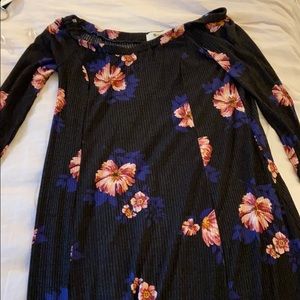 Floral fall dress, off the shoulder